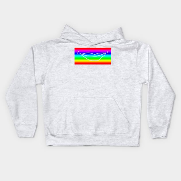 Rainbow Stripes Minimal Mouth Kids Hoodie by ellenhenryart